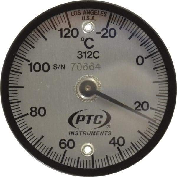 PTC Instruments - -20 to 120°C, 2 Inch Dial Diameter, Dual Magnet Mount Thermometer - 1° Division Graduation - A1 Tooling