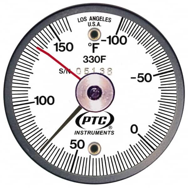 PTC Instruments - -100 to 160°F, 2 Inch Dial Diameter, Dual Magnet Mount Thermometer - 2° Division Graduation - A1 Tooling