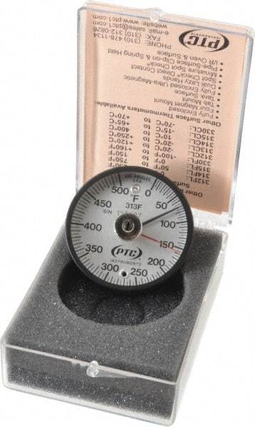 PTC Instruments - 500°F, 2 Inch Dial Diameter, Dual Magnet Mount Thermometer - 5° Division Graduation - A1 Tooling