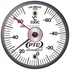 PTC Instruments - -70 to 70°C, 2 Inch Dial Diameter, Dual Magnet Mount Thermometer - 2° Division Graduation - A1 Tooling