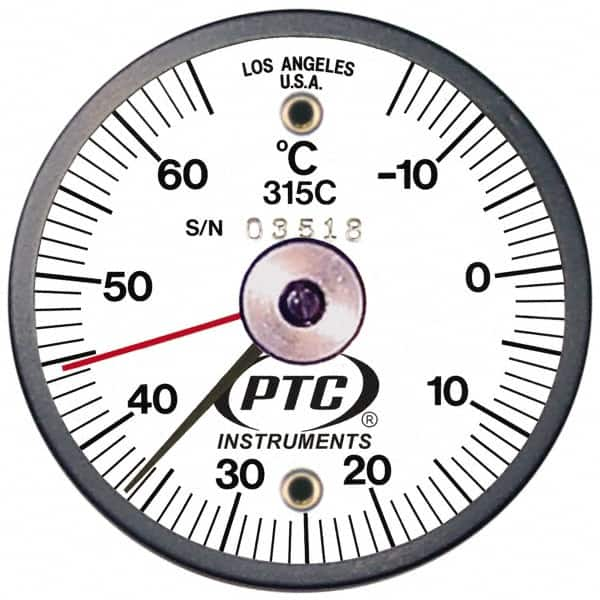 PTC Instruments - -15 to 65°C, 2 Inch Dial Diameter, Dual Magnet Mount Thermometer - 1° Division Graduation - A1 Tooling