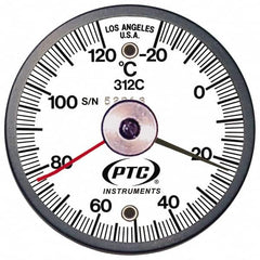 PTC Instruments - -20 to 120°C, 2 Inch Dial Diameter, Dual Magnet Mount Thermometer - 1° Division Graduation - A1 Tooling