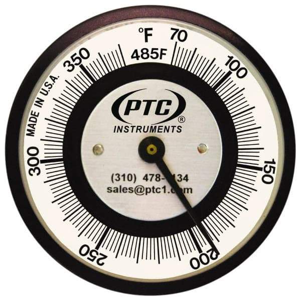 PTC Instruments - 70 to 370°F, 2 Inch Dial Diameter, Pipe Surface Clip On Thermometer - 2° Division Graduation - A1 Tooling