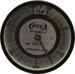 PTC Instruments - -50 to 250°F, 2 Inch Dial Diameter, Pipe Surface Spring Held Thermometer - 2° Division Graduation - A1 Tooling