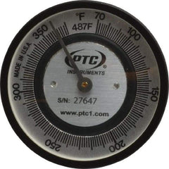 PTC Instruments - 70 to 370°F, 2 Inch Dial Diameter, Pipe Surface Spring Held Thermometer - 2° Division Graduation - A1 Tooling