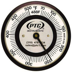 PTC Instruments - 70 to 500°F, 2 Inch Dial Diameter, Pipe Surface Spring Held Thermometer - 5° Division Graduation - A1 Tooling