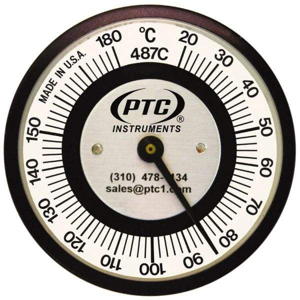 PTC Instruments - 20 to 180°C, 2 Inch Dial Diameter, Pipe Surface Spring Held Thermometer - 2° Division Graduation - A1 Tooling