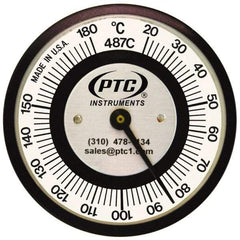 PTC Instruments - 20 to 180°C, 2 Inch Dial Diameter, Pipe Surface Spring Held Thermometer - 2° Division Graduation - A1 Tooling