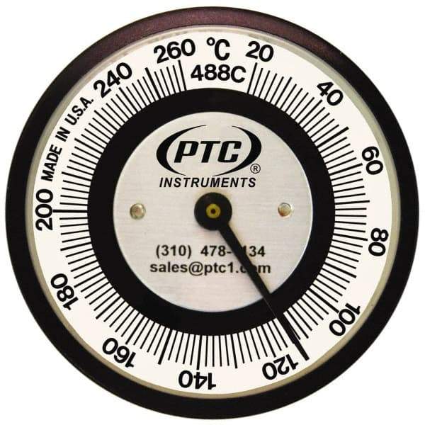 PTC Instruments - 20 to 260°C, 2 Inch Dial Diameter, Pipe Surface Spring Held Thermometer - 5° Division Graduation - A1 Tooling