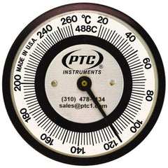 PTC Instruments - 20 to 260°C, 2 Inch Dial Diameter, Pipe Surface Spring Held Thermometer - 5° Division Graduation - A1 Tooling