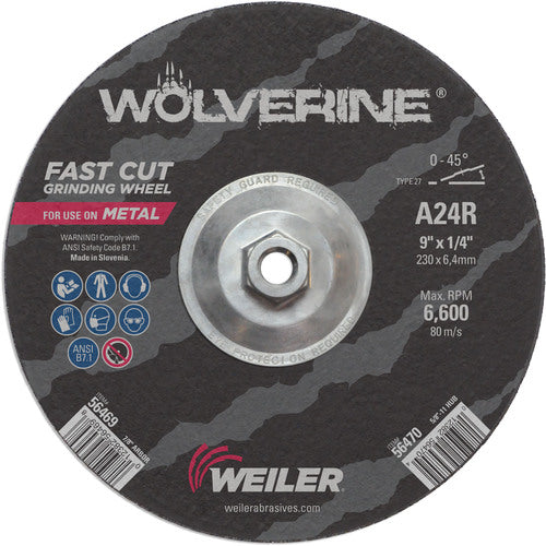 Vortec Pro 9″ × 1/4″ Type 27 Grinding Wheel, A24R, 5/8″-11 UNC Nut - A1 Tooling