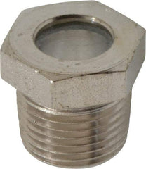 LDI Industries - 7/16" Sight Diam, 3/8" Thread, 0.72" OAL, High Pressure Fused Pipe Thread, Open View Sight Glass & Flow Sight - 3/4" Head, 1,850 Max psi, 3/8-18 Thread - A1 Tooling