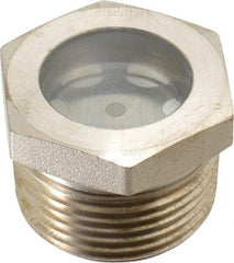 LDI Industries - 15/16" Sight Diam, 1" Thread, 1.06" OAL, High Pressure Fused Pipe Thread with Reflector Sight Glass & Flow Sight - 1-3/8" Head, 1,250 Max psi, 1 to 11-1/2 Thread - A1 Tooling