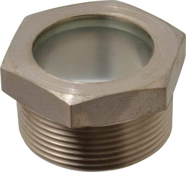 LDI Industries - 1-7/16" Sight Diam, 1-1/2" Thread, 1.22" OAL, High Pressure Fused Pipe Thread, Open View Sight Glass & Flow Sight - 2" Head, 750 Max psi, 1-1/2 to 11-1/2 Thread - A1 Tooling