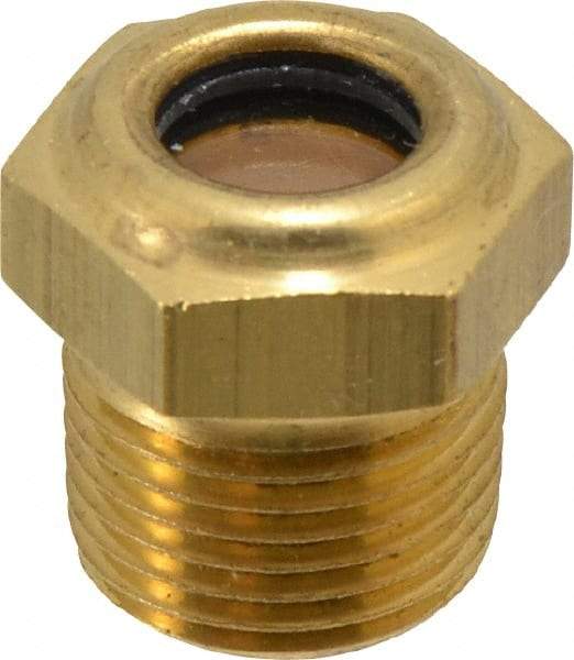 LDI Industries - 7/16" Sight Diam, 3/8" Thread, 0.88" OAL, Low Pressure Pipe Thread Lube Sight, Open View Sight Glass & Flow Sight - 3/4" Head, 30 Max psi, 3/8-18 Thread - A1 Tooling