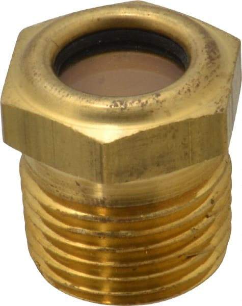 LDI Industries - 9/16" Sight Diam, 1/2" Thread, 1" OAL, Low Pressure Pipe Thread Lube Sight, Open View Sight Glass & Flow Sight - 7/8" Head, 20 Max psi, 1/2-14 Thread - A1 Tooling