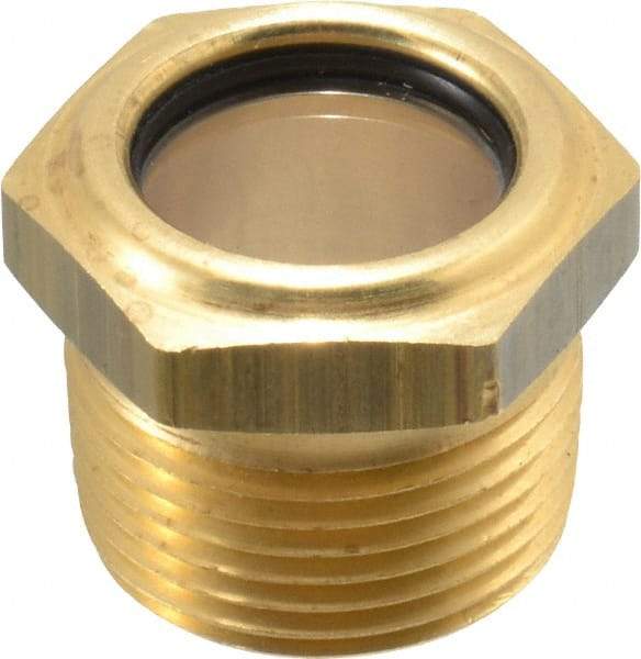 LDI Industries - 3/4" Sight Diam, 3/4" Thread, 1" OAL, Low Pressure Pipe Thread Lube Sight, Open View Sight Glass & Flow Sight - 1-1/8" Head, 10 Max psi, 3/4-14 Thread - A1 Tooling