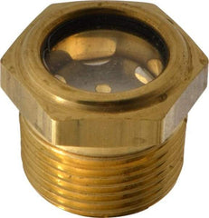 LDI Industries - 3/4" Sight Diam, 3/4" Thread, 1" OAL, Low Pressure Pipe Thread Lube Sight with Reflector Sight Glass & Flow Sight - 1-1/8" Head, 10 Max psi, 3/4-14 Thread - A1 Tooling