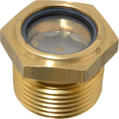 LDI Industries - 31/32" Sight Diam, 1" Thread, 1.19" OAL, Low Pressure Pipe Thread Lube Sight with Reflector Sight Glass & Flow Sight - 1-7/16" Head, 7 Max psi, 1 to 11-1/2 Thread - A1 Tooling