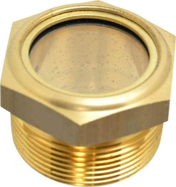 LDI Industries - 1-3/8" Sight Diam, 1-1/2" Thread, 1-1/2" OAL, Low Pressure Pipe Thread Lube Sight, Open View Sight Glass & Flow Sight - 2" Head, 2 Max psi, 1-1/2 to 11-1/2 Thread - A1 Tooling