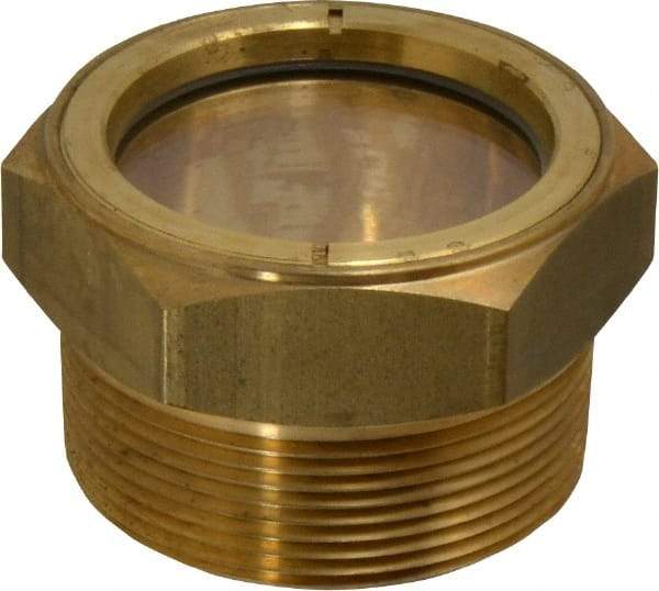 LDI Industries - 1-7/8" Sight Diam, 2" Thread, 1.69" OAL, Low Pressure Pipe Thread Lube Sight, Open View Sight Glass & Flow Sight - 2-1/2" Head, 2 Max psi, 2 to 11-1/2 Thread - A1 Tooling