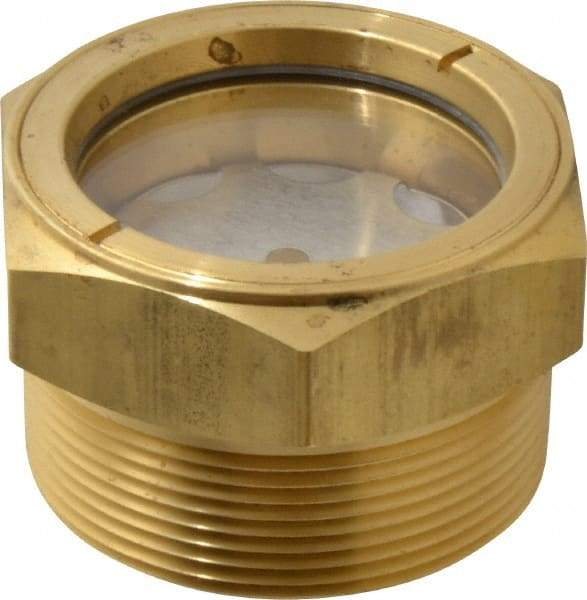 LDI Industries - 1-7/8" Sight Diam, 2" Thread, 1.69" OAL, Low Pressure Pipe Thread Lube Sight with Reflector Sight Glass & Flow Sight - 2-1/2" Head, 2 Max psi, 2 to 11-1/2 Thread - A1 Tooling