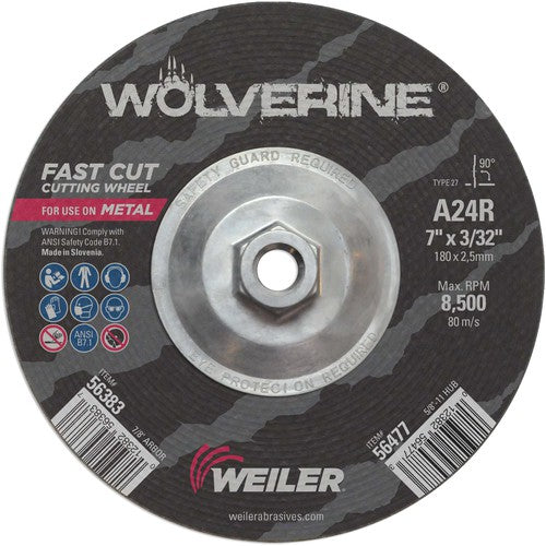 Vortec Pro 7″ × 3/32″ Type 27 Cutting Wheel, A24R, 5/8″-11 UNC Nut - A1 Tooling