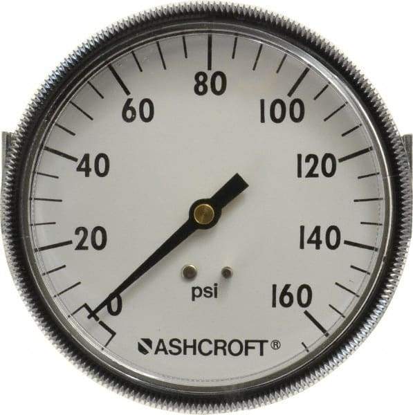 Ashcroft - 3-1/2" Dial, 1/4 Thread, 0-160 Scale Range, Pressure Gauge - Center Back Connection Mount - A1 Tooling