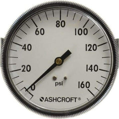 Ashcroft - 3-1/2" Dial, 1/4 Thread, 0-160 Scale Range, Pressure Gauge - Center Back Connection Mount - A1 Tooling