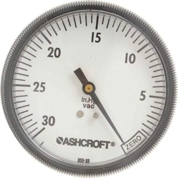 Ashcroft - 3-1/2" Dial, 1/4 Thread, 30-0 Scale Range, Pressure Gauge - Center Back Connection Mount - A1 Tooling