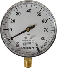 Ashcroft - 3-1/2" Dial, 1/4 Thread, 0-100 Scale Range, Pressure Gauge - Lower Connection Mount - A1 Tooling