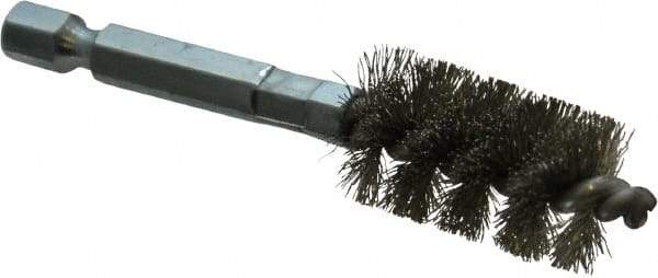 Schaefer Brush - 1/2 Inch Inside Diameter, 11/16 Inch Actual Brush Diameter, Stainless Steel, Power Fitting and Cleaning Brush - 1/4 Shank Diameter, 3-1/8 Inch Long, Hex Shaft Stem, 5/8 Inch Refrigeration Outside Diameter - A1 Tooling