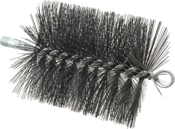 Schaefer Brush - 5" Diam Round, Tempered Steel Wire Chimney Brush - 1/4" NPSM Male Connection - A1 Tooling