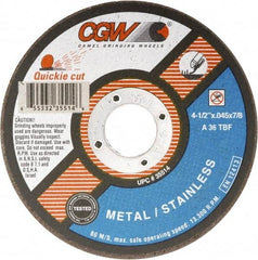 Camel Grinding Wheels - 5" 36 Grit Zirconia Alumina Cutoff Wheel - 0.045" Thick, 7/8" Arbor, 12,250 Max RPM - A1 Tooling