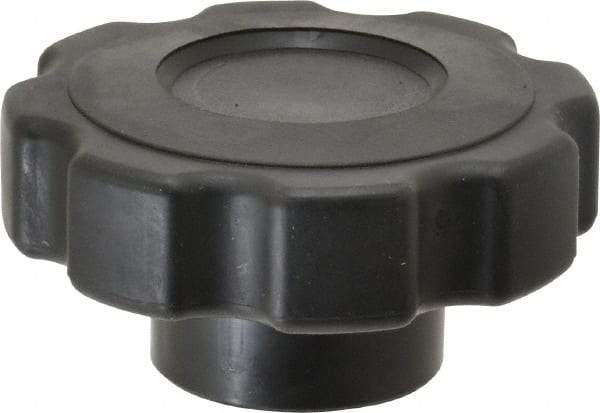 Gibraltar - 2.48" Head Diam, 8 Point Lobed Knob - 3/8-16 Hole, Polypropylene Inner/TPE Overmold, Black - A1 Tooling