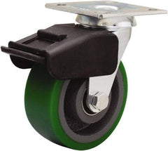 Hamilton - 5" Diam x 2" Wide x 6-1/2" OAH Top Plate Mount Swivel Caster - Polyurethane Mold onto Cast Iron Center, 850 Lb Capacity, Precision Ball Bearing, 4 x 4-1/2" Plate - A1 Tooling