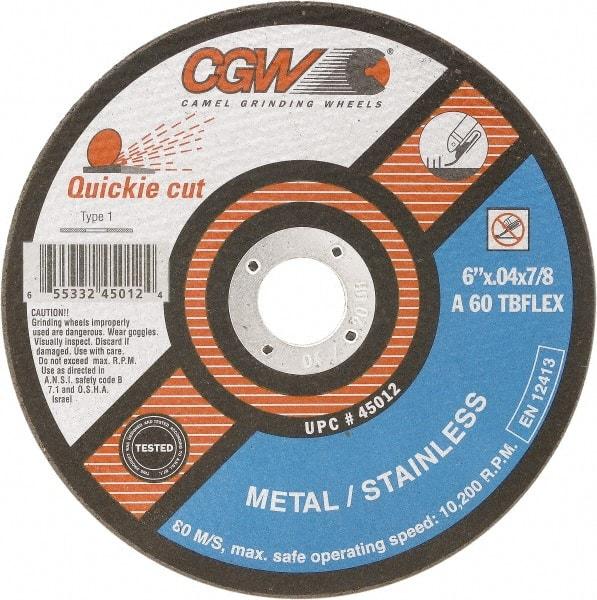 Camel Grinding Wheels - 5" 60 Grit Silicon Carbide Cutoff Wheel - 0.04" Thick, 7/8" Arbor, 12,250 Max RPM - A1 Tooling