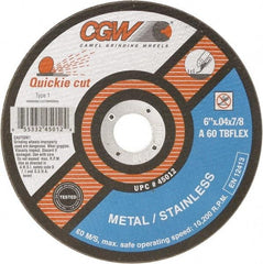 Camel Grinding Wheels - 7" 60 Grit Silicon Carbide Cutoff Wheel - 1/16" Thick, 7/8" Arbor, 8,500 Max RPM - A1 Tooling