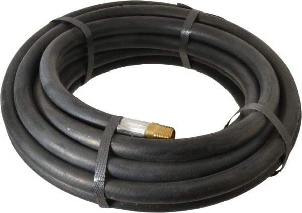 Alliance Hose & Rubber - 3/8" ID x 23/32" OD 25' Long Multipurpose Air Hose - MNPT x FNPT(Swivel) Ends, 300 Working psi, -40 to 190°F, 3/8" Fitting, Black - A1 Tooling