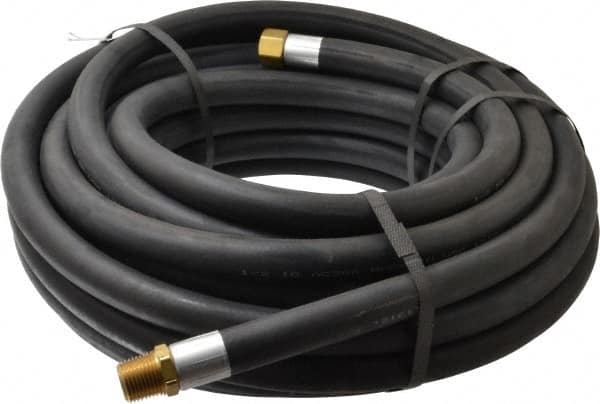 Alliance Hose & Rubber - 1/2" ID x 27/32" OD 50' Long Multipurpose Air Hose - MNPT x FNPT(Swivel) Ends, 300 Working psi, -40 to 190°F, 1/2" Fitting, Black - A1 Tooling