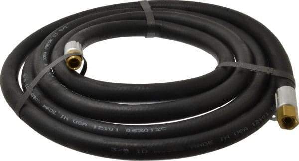 Alliance Hose & Rubber - 3/8" ID x 23/32" OD 10' Long Multipurpose Air Hose - MNPT x FNPT(Swivel) Ends, 300 Working psi, -40 to 190°F, 1/4" Fitting, Black - A1 Tooling