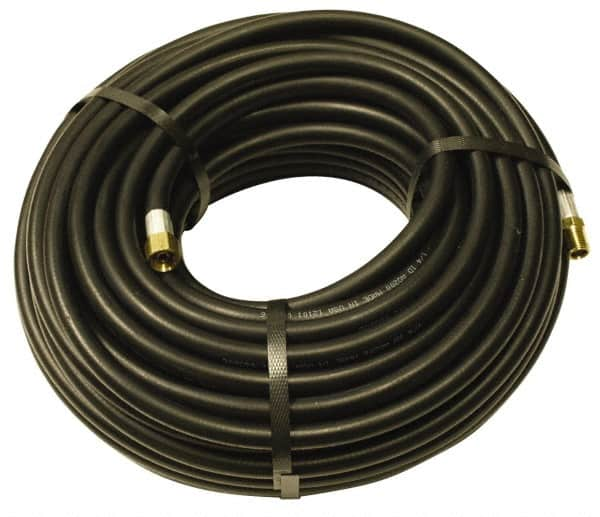 Alliance Hose & Rubber - 1" ID x 1-5/32" OD 100' Long Multipurpose Air Hose - MNPT x FNPT(Swivel) Ends, 300 Working psi, -40 to 190°F, 1" Fitting, Black - A1 Tooling