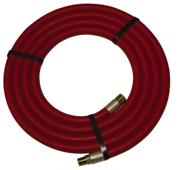 Alliance Hose & Rubber - 1-1/4" ID x 1-25/32" OD 10' Long Multipurpose Air Hose - MNPT x FNPT(Swivel) Ends, 150 Working psi, -40 to 190°F, 1-1/4" Fitting, Red - A1 Tooling