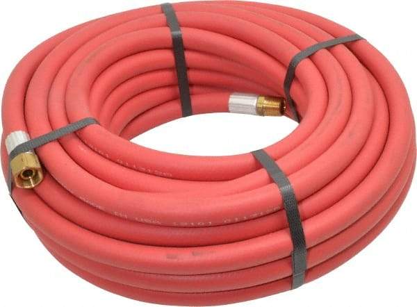 Alliance Hose & Rubber - 3/8" ID x 23/32" OD 50' Long Multipurpose Air Hose - MNPT x FNPT(Swivel) Ends, 300 Working psi, -40 to 190°F, 3/8" Fitting, Red - A1 Tooling