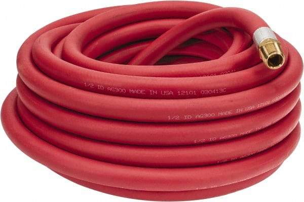 Alliance Hose & Rubber - 1/2" ID x 27/32" OD 50' Long Multipurpose Air Hose - MNPT x FNPT(Swivel) Ends, 300 Working psi, -40 to 190°F, 1/2" Fitting, Red - A1 Tooling