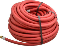 Alliance Hose & Rubber - 3/8" ID x 23/32" OD 100' Long Multipurpose Air Hose - MNPT x FNPT(Swivel) Ends, 300 Working psi, -40 to 190°F, 1/4" Fitting, Red - A1 Tooling