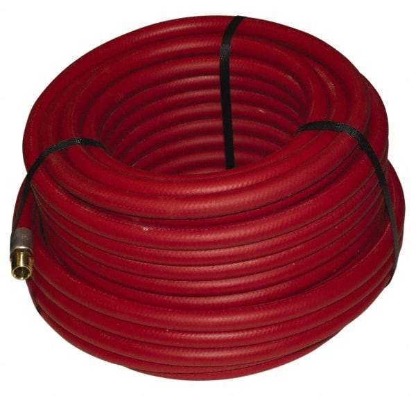 Alliance Hose & Rubber - 1/2" ID x 27/32" OD 100' Long Multipurpose Air Hose - MNPT x FNPT(Swivel) Ends, 300 Working psi, -40 to 190°F, 1/2" Fitting, Red - A1 Tooling