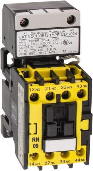 ACI - 4 Pole, 3NO/NC, 24 VAC Control Relay - 24 Amps, 600 VDC - A1 Tooling