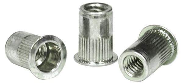 RivetKing - 1/4-20, 0.165 to 0.26" Grip, 25/64" Drill, Aluminum Standard Rivet Nut - Uncoated, Countersunk Head - A1 Tooling