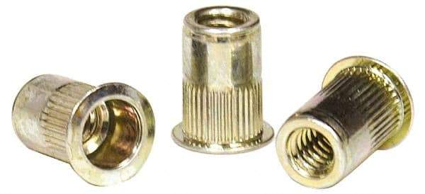 RivetKing - #8-32, 0.02 to 0.08" Grip, Steel Standard Rivet Nut - Zinc Yellow Dichromate Finish, Countersunk Head - A1 Tooling